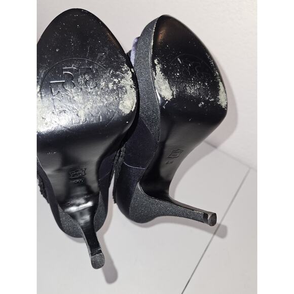 Tory Burch Erinn Satin Platform Studded Heels Blue Size 6M - Picture 11 of 11